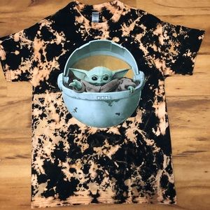 Custom bleached Star Wars baby Yoda T-shirt